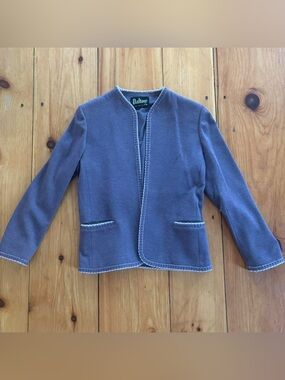 Vintage Dalton 100% Virgin Wool Open Front Jacket Lavender Purple Women’s Size 6